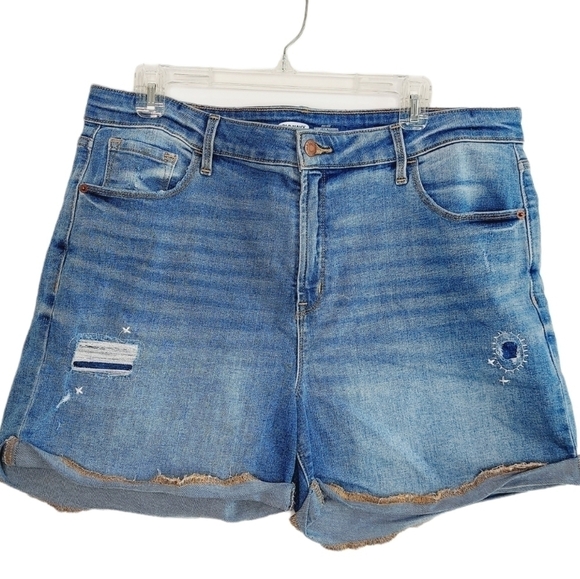Old Navy Womens Size 16 High Rise Denim Shorts Secret Slim Pockets Distressed - Picture 1 of 12